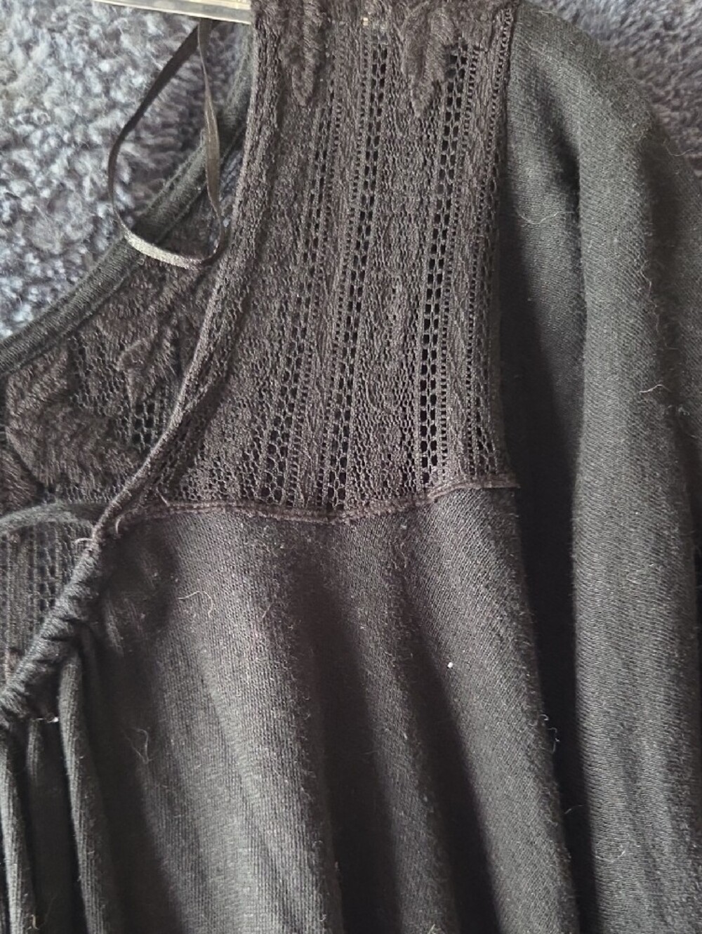 Free People Black Crochet Yoke Short Sleeve Tunic - Picture 5 of 7